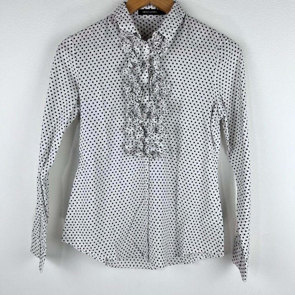 G2000 Women’s Long-Sleeve Button Down Ruffle Blouse Size Singapore 36/US S